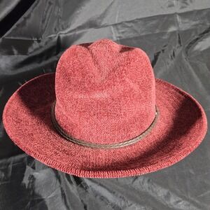 Olive & Pique Burgundy Packable Colette Fedora Hat Braided Hat Brand